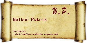 Welker Patrik névjegykártya
